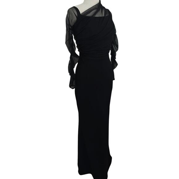 Marcella Monroe Mermaid Dress Size Small Black Stretch Mesh Evening Wedding - Picture 6 of 11